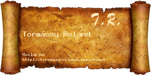 Tormássy Roland névjegykártya